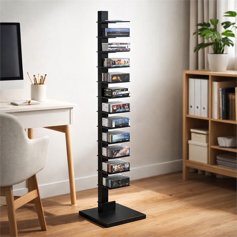 Scranton & Co 12-Shelf Metal Tower Shelf in Black Finish