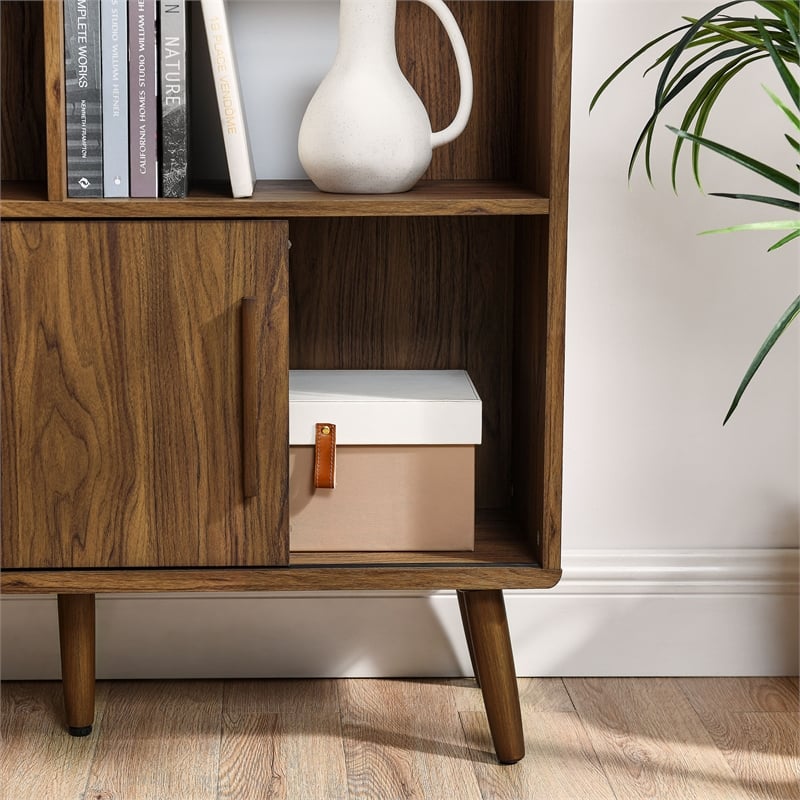 Scranton & Co Bookcase with Sliding Doors in Walnut Finish