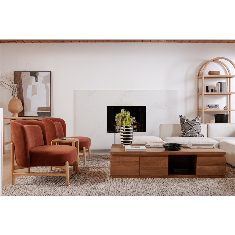 Scranton & Co 5-Shelf Wooden Bookcase with Arched Design in Natural