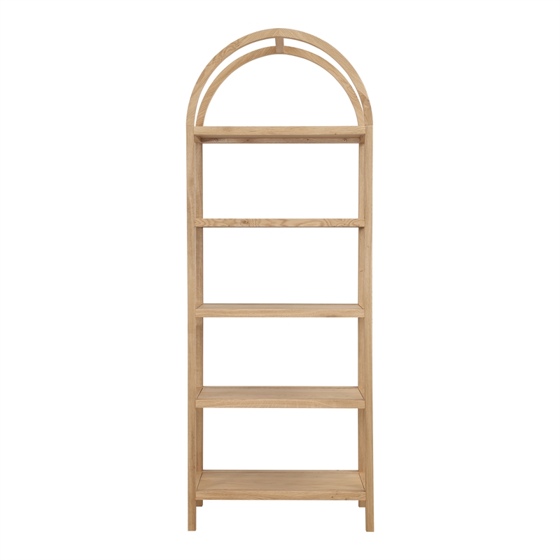 Scranton & Co 5-Shelf Wooden Bookcase with Arched Design in Natural