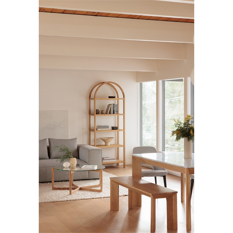 Scranton & Co 5-Shelf Wooden Bookcase with Arched Design in Natural