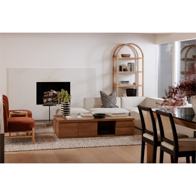 Scranton & Co 5-Shelf Wooden Bookcase with Arched Design in Natural