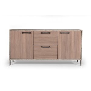 Scranton & Co Brown Oak Faux Concrete File Cabinet with Stainless Steel Legs