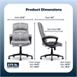 Scranton & Co Velvet Executive Office Chair in Grey with Adjustable Arms