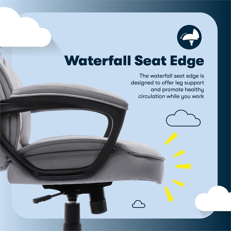 Scranton & Co Velvet Executive Office Chair in Grey with Adjustable Arms