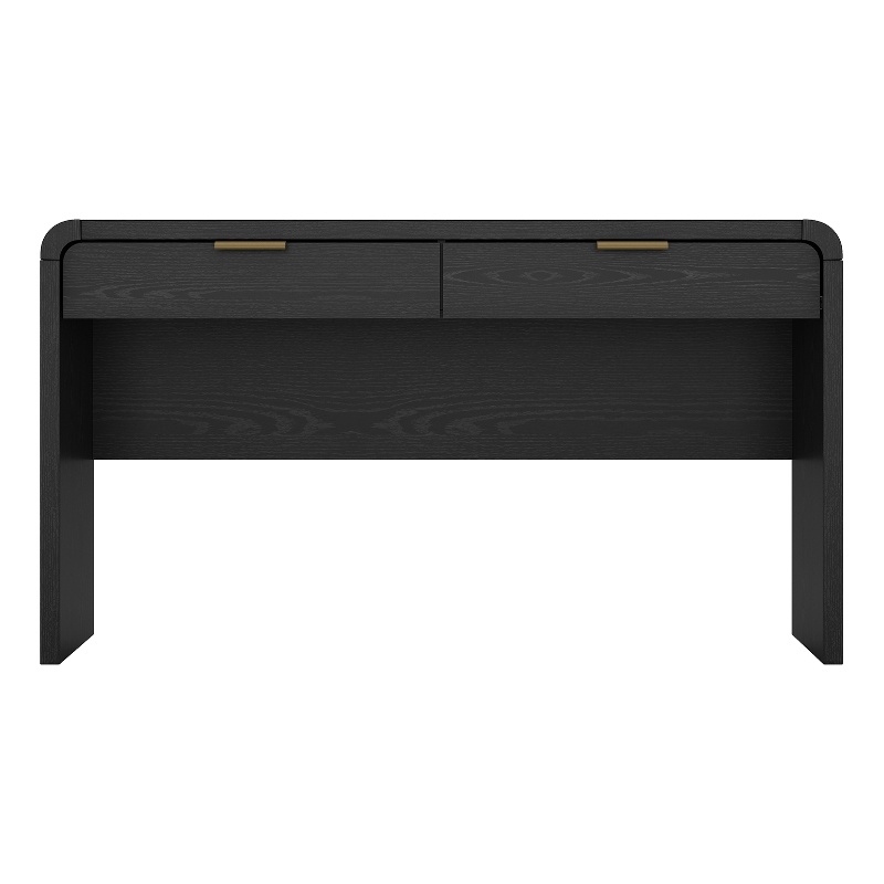 Scranton & Co Modern Office Desk in Black and Gold 54 Inch with 2 Drawers