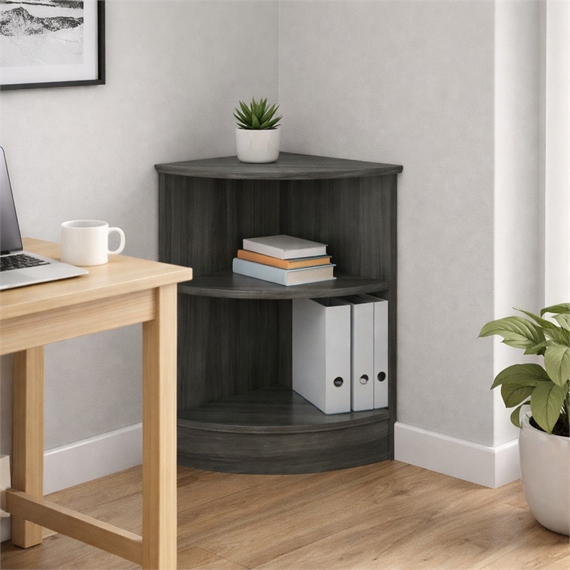 Scranton & Co 2-Shelf Adjustable Wood Bookcase in Gray Steel Finish