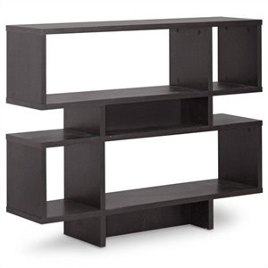 Scranton & Co 4-Level Bookshelf in Espresso Faux Wood Grain