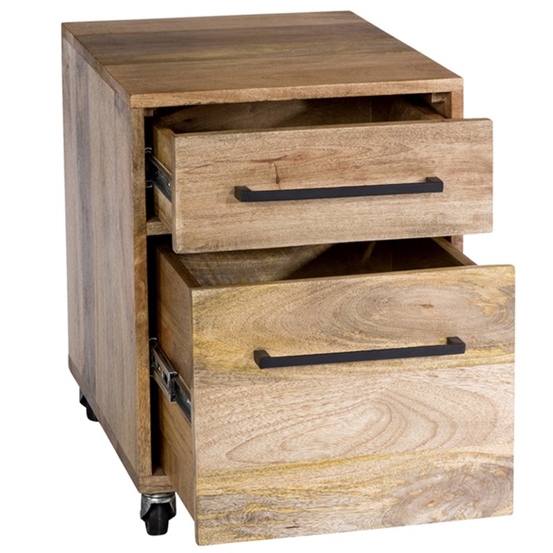 Scranton & Co Solid Mango Wood Filing Cabinet in Natural Finish