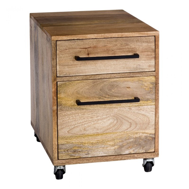 Scranton & Co Solid Mango Wood Filing Cabinet in Natural Finish