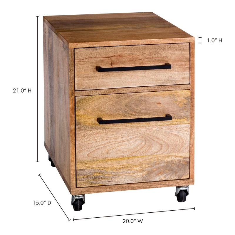 Scranton & Co Solid Mango Wood Filing Cabinet in Natural Finish
