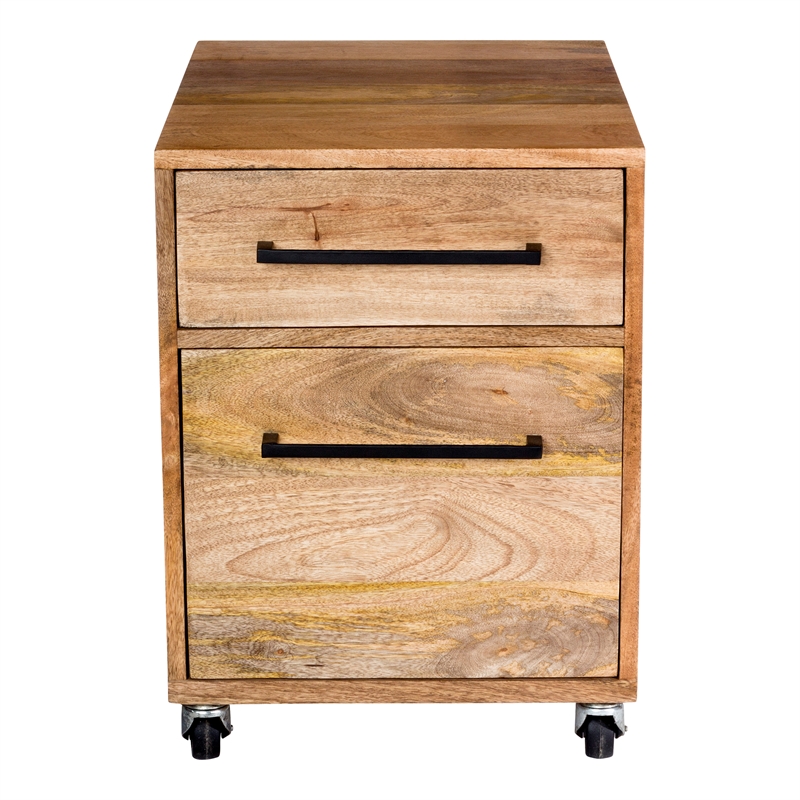 Scranton & Co Solid Mango Wood Filing Cabinet in Natural Finish