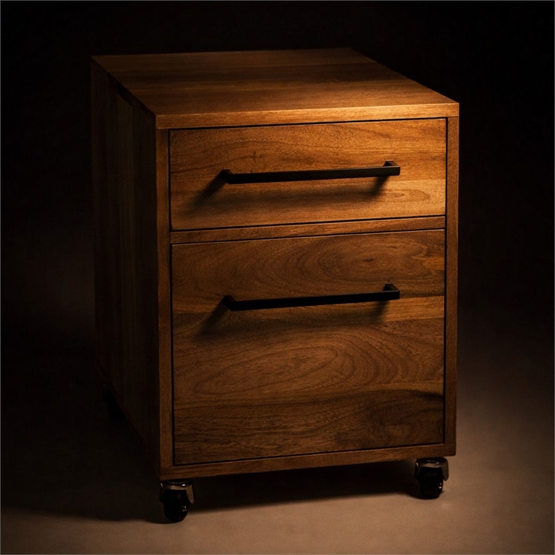 Scranton & Co Solid Mango Wood Filing Cabinet in Natural Finish