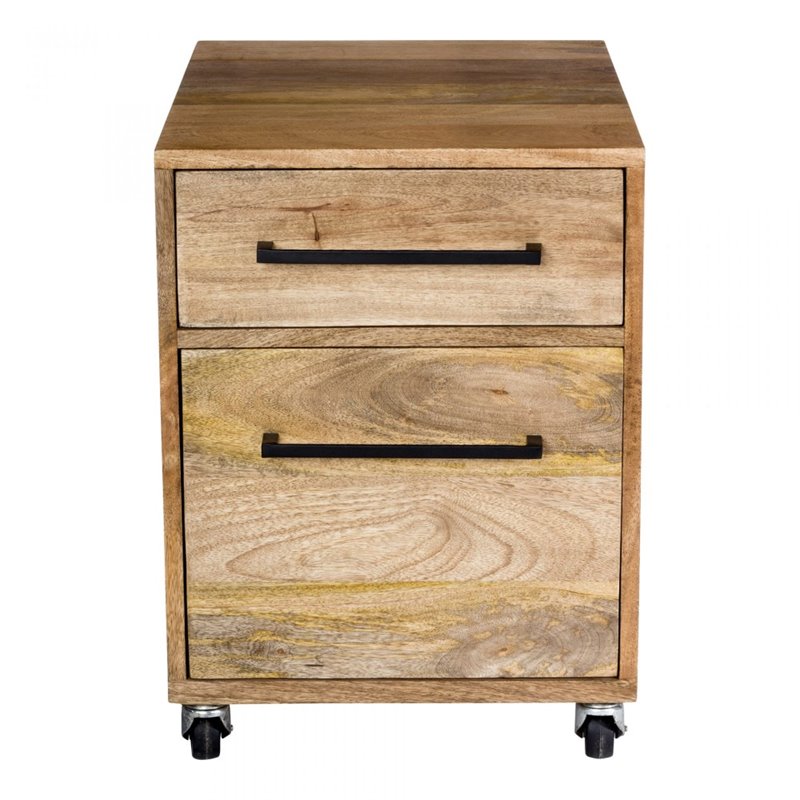 Scranton & Co Solid Mango Wood Filing Cabinet in Natural Finish