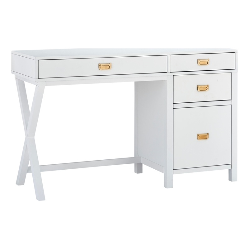 Scranton & Co Desk With Side Storage & 4 Drawers in White Finish
