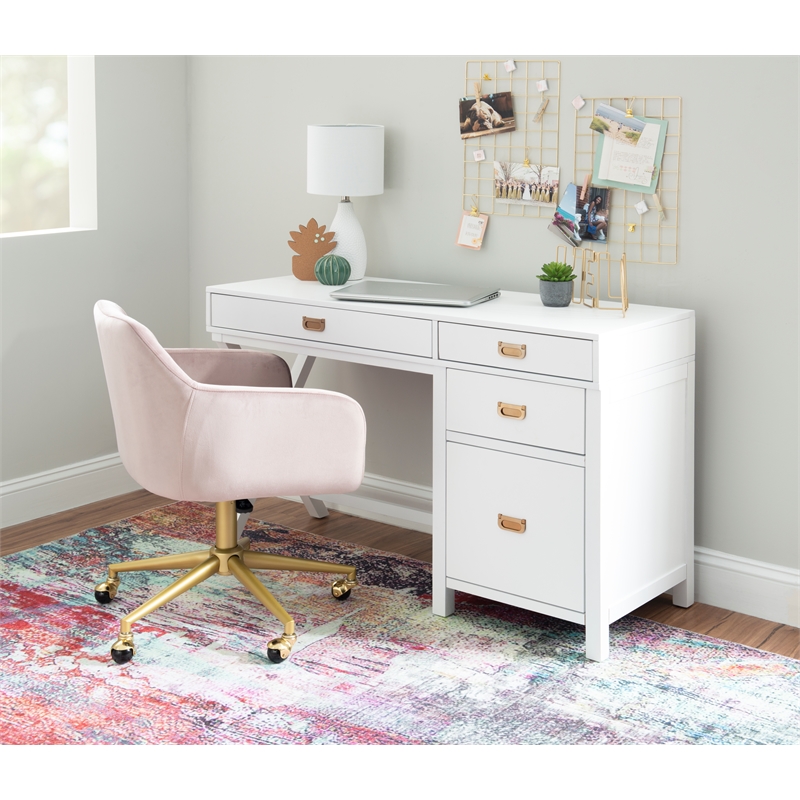Scranton & Co Desk With Side Storage & 4 Drawers in White Finish