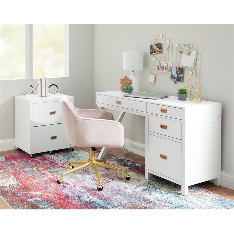 Scranton & Co Desk With Side Storage & 4 Drawers in White Finish