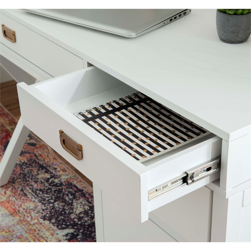 Scranton & Co Desk With Side Storage & 4 Drawers in White Finish