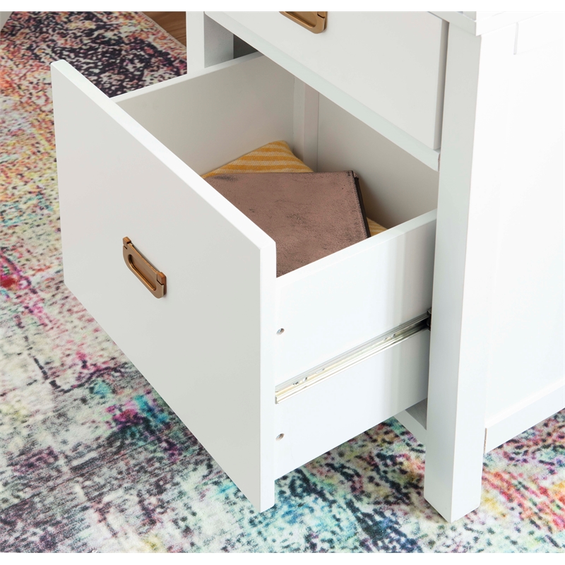 Scranton & Co Desk With Side Storage & 4 Drawers in White Finish