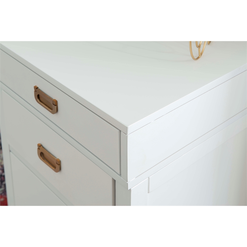 Scranton & Co Desk With Side Storage & 4 Drawers in White Finish