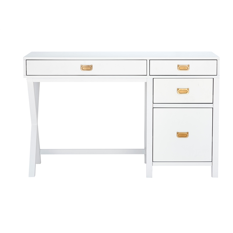 Scranton & Co Desk With Side Storage & 4 Drawers in White Finish