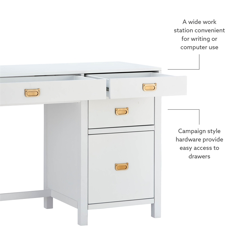 Scranton & Co Desk With Side Storage & 4 Drawers in White Finish
