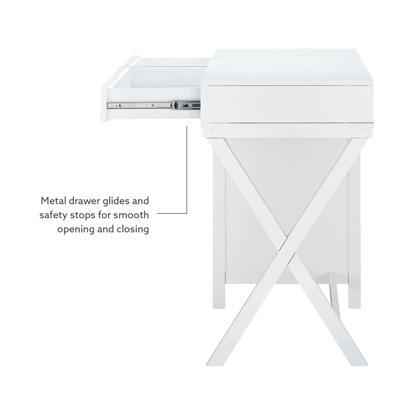 Scranton & Co Desk With Side Storage & 4 Drawers in White Finish