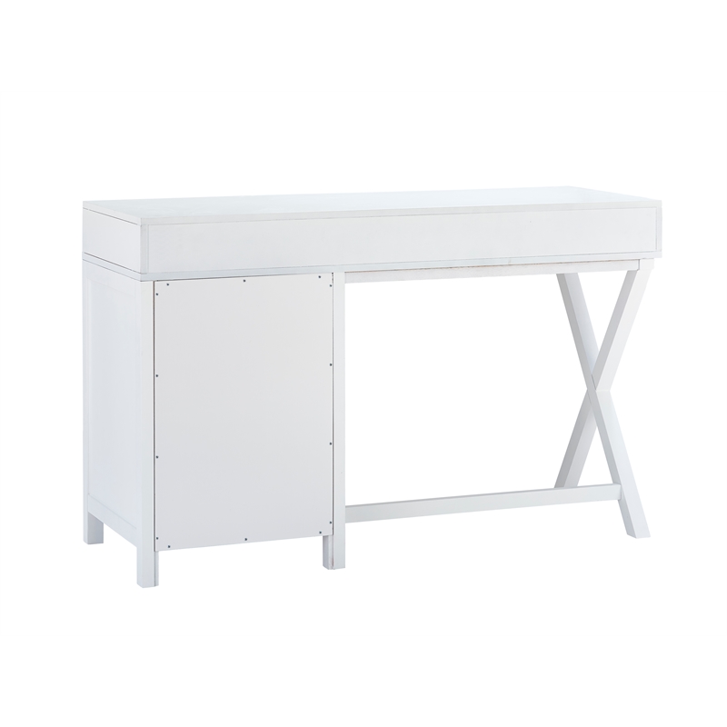 Scranton & Co Desk With Side Storage & 4 Drawers in White Finish