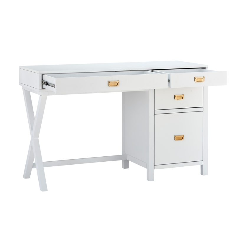 Scranton & Co Desk With Side Storage & 4 Drawers in White Finish