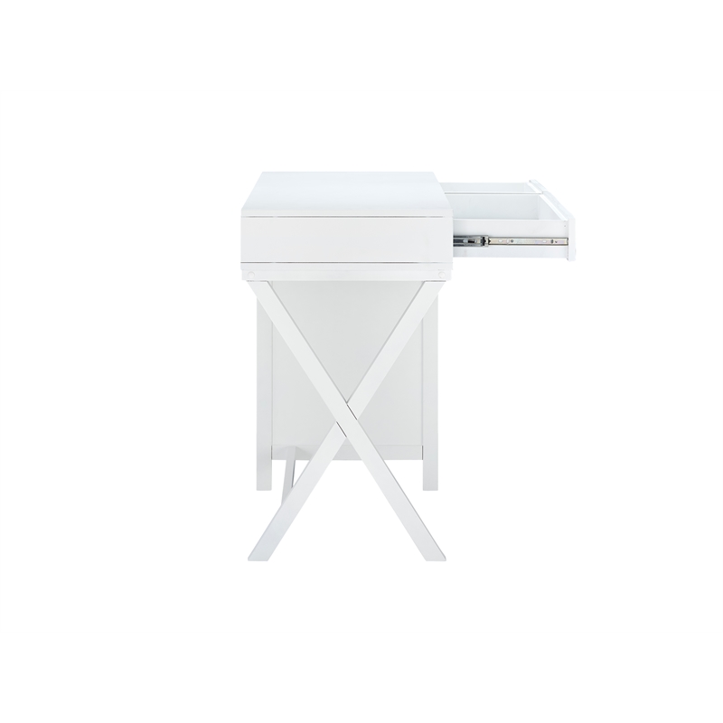 Scranton & Co Desk With Side Storage & 4 Drawers in White Finish