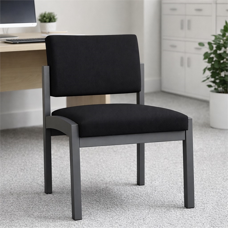 Scranton & Co Armless Guest Chair with Steel Frame in Open House Black