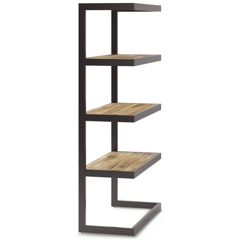 Scranton & Co Acacia Wood Metal Bookcase in Distressed Golden Wheat