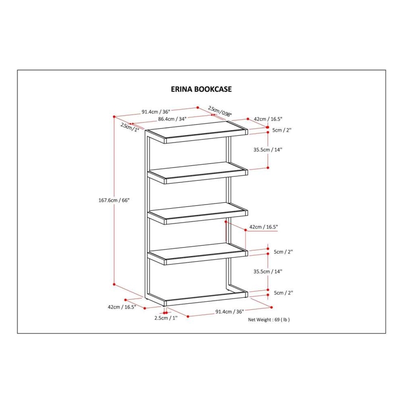Scranton & Co Acacia Wood Metal Bookcase in Distressed Golden Wheat