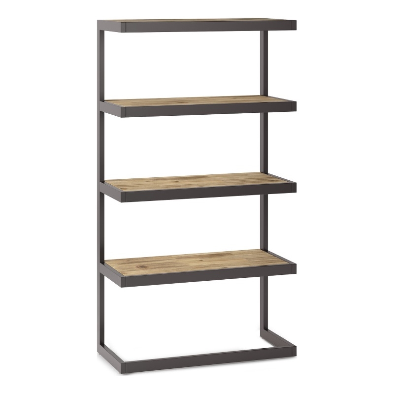 Scranton & Co Acacia Wood Metal Bookcase in Distressed Golden Wheat