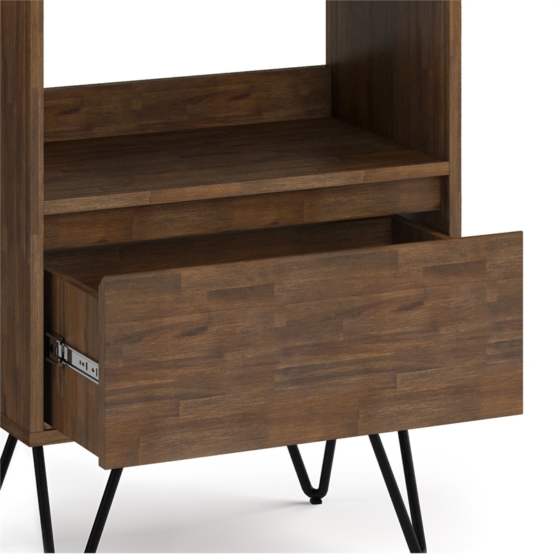 Scranton & Co Acacia Wood & Metal Bookcase in Rustic Natural Aged Brown