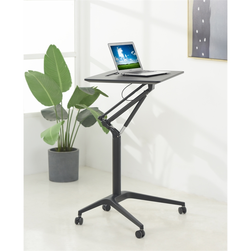 Scranton & Co Mobile Pneumatic Laptop Desk with Metal Frame in Black
