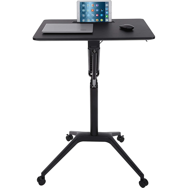 Scranton & Co Mobile Pneumatic Laptop Desk with Metal Frame in Black