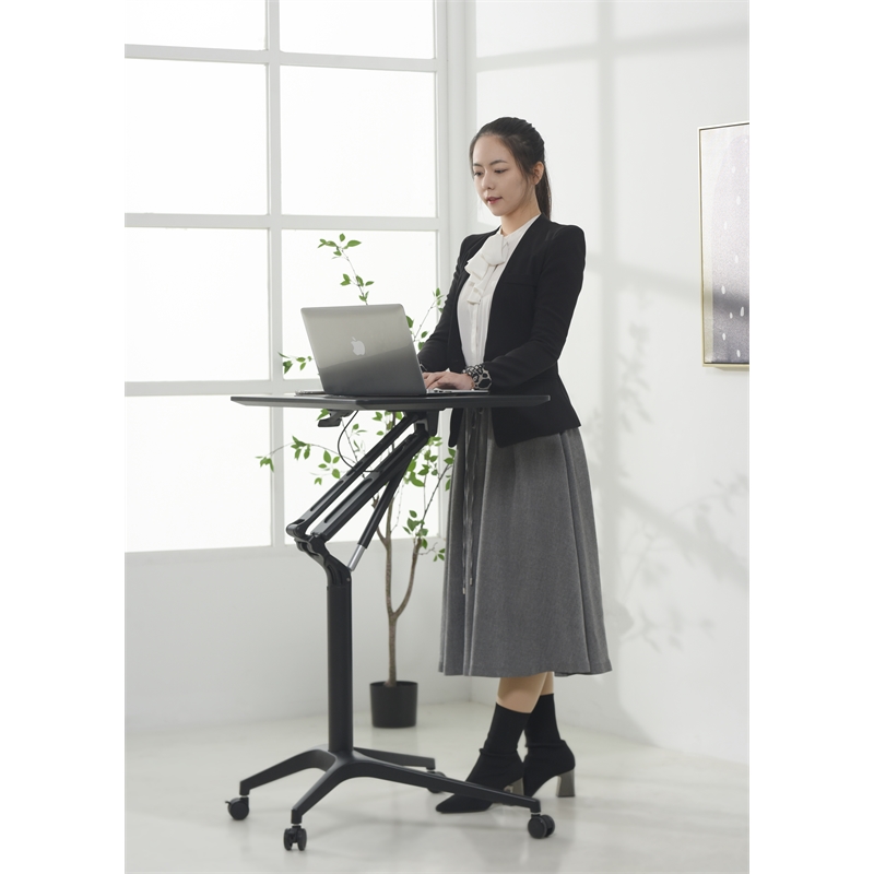 Scranton & Co Mobile Pneumatic Laptop Desk with Metal Frame in Black