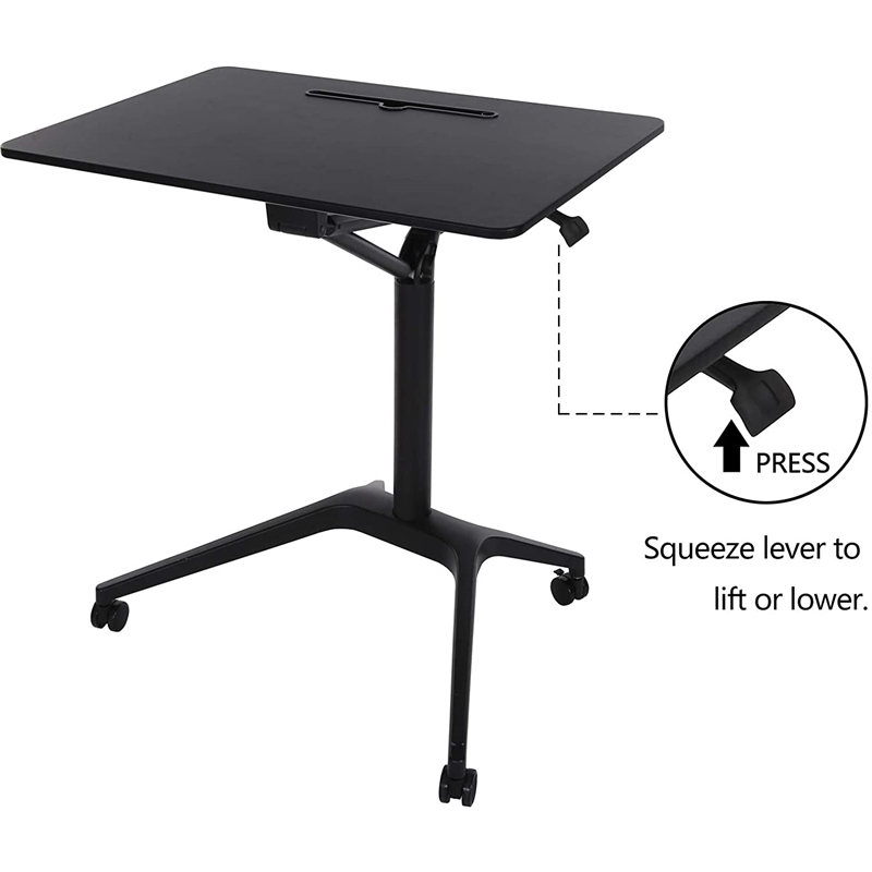 Scranton & Co Mobile Pneumatic Laptop Desk with Metal Frame in Black