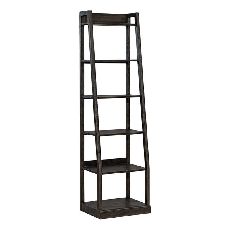 Scranton & Co 6-Shelf Rubberwood Wall Pier in Peppercorn Espresso