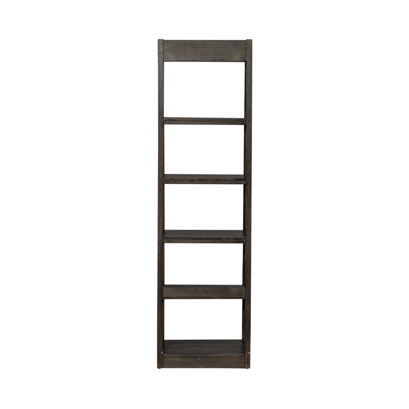 Scranton & Co 6-Shelf Rubberwood Wall Pier in Peppercorn Espresso