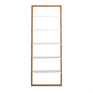 Scranton & Co Two-Tone Leaning Ladder Wood Bookcase Natural & White Finish