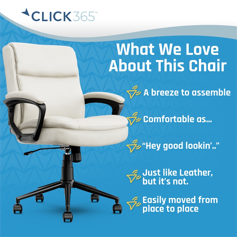 Scranton & Co Ergonomic Mid Back Desk Chair in Bonded Leather White