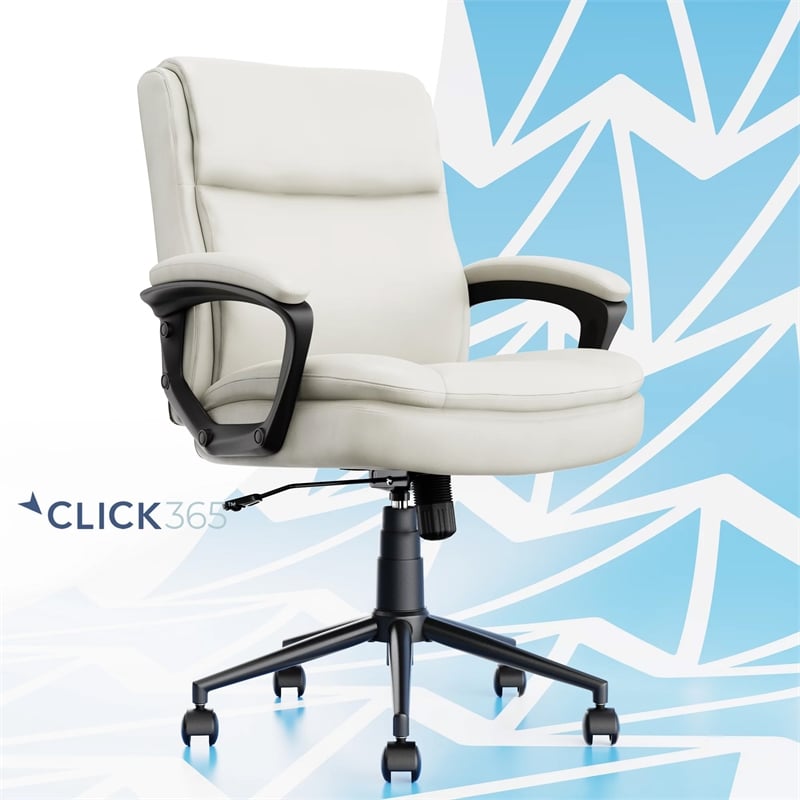 Scranton & Co Ergonomic Mid Back Desk Chair in Bonded Leather White
