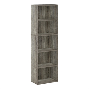 Scranton & Co 5-Tier Reversible Open Shelf Bookcase in French Oak Finish