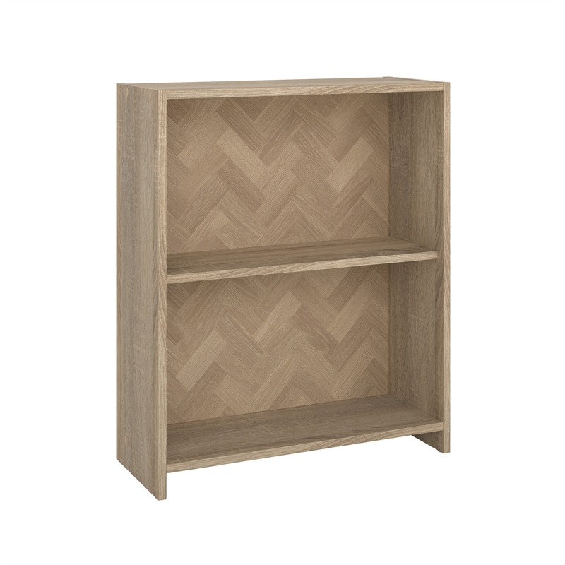 Scranton & Co 2-Shelf Bookcase in Oak with Herringbone Finish