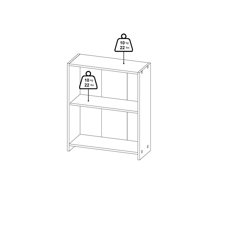 Scranton & Co 2-Shelf Bookcase in Oak with Herringbone Finish