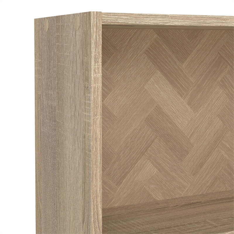 Scranton & Co 2-Shelf Bookcase in Oak with Herringbone Finish