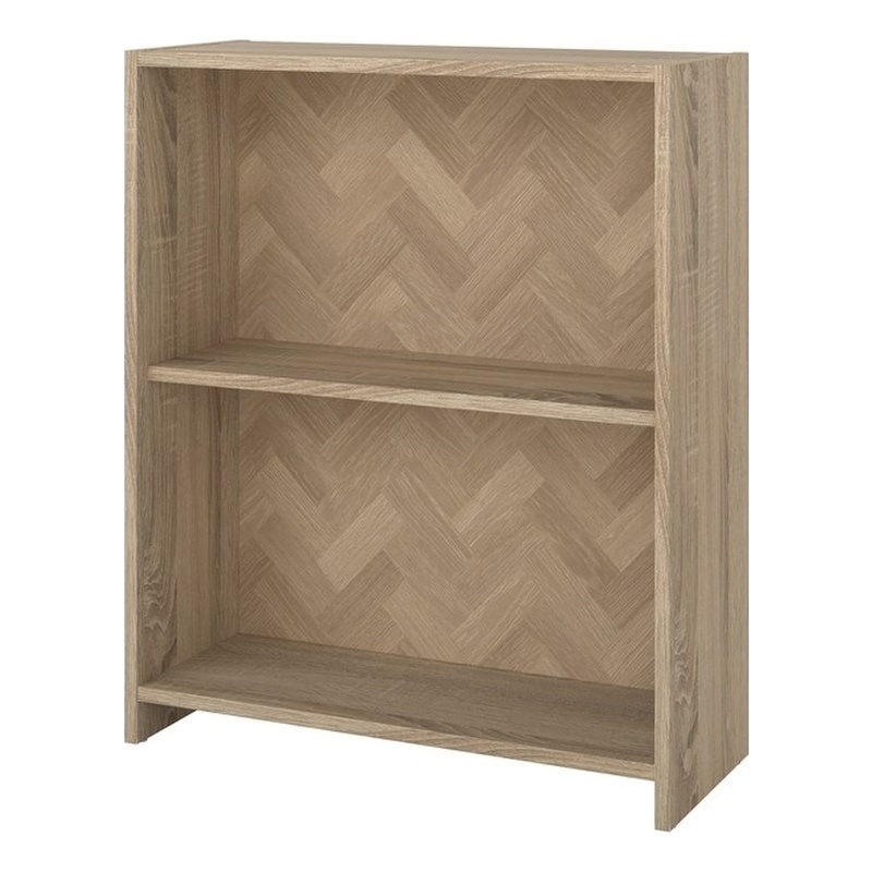 Scranton & Co 2-Shelf Bookcase in Oak with Herringbone Finish