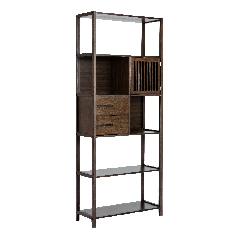 Scranton & Co Bamboo Cabinet Bookcase in Cappuccino Finish